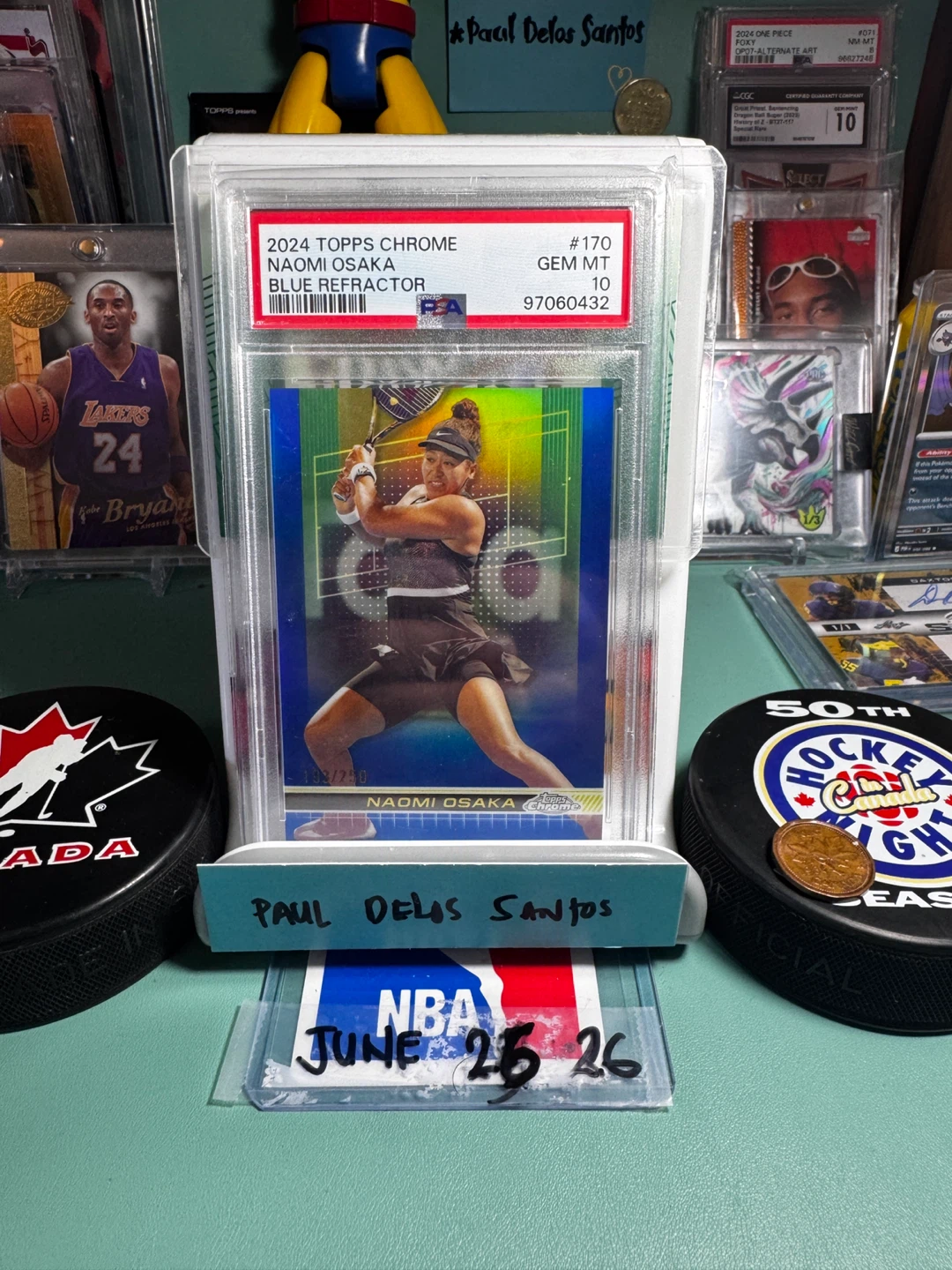 2024 Topps Chrome Naomi Osaka Blue Refractor #170 Gem MT 10 - photo 2