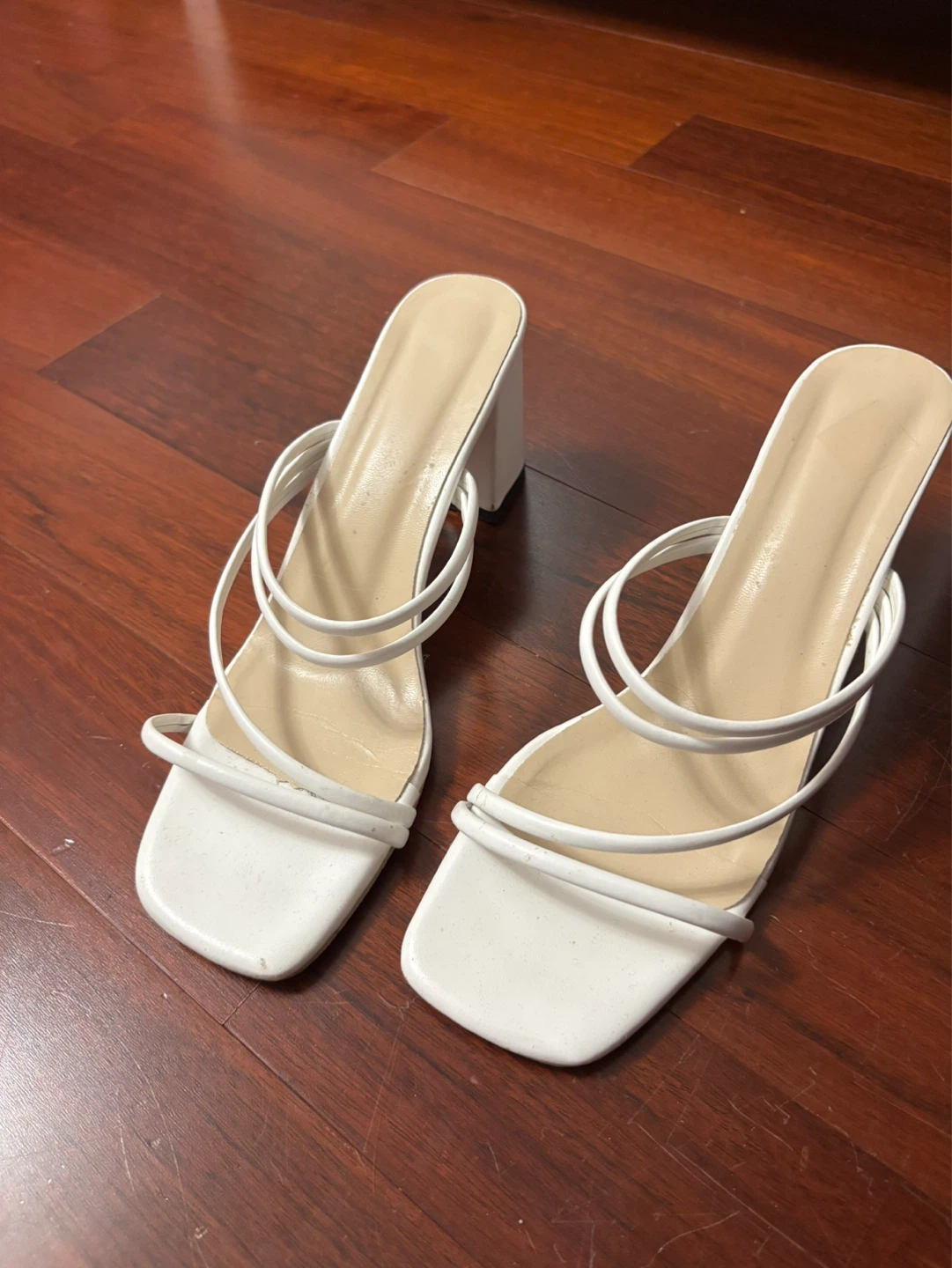 White heeled sandals