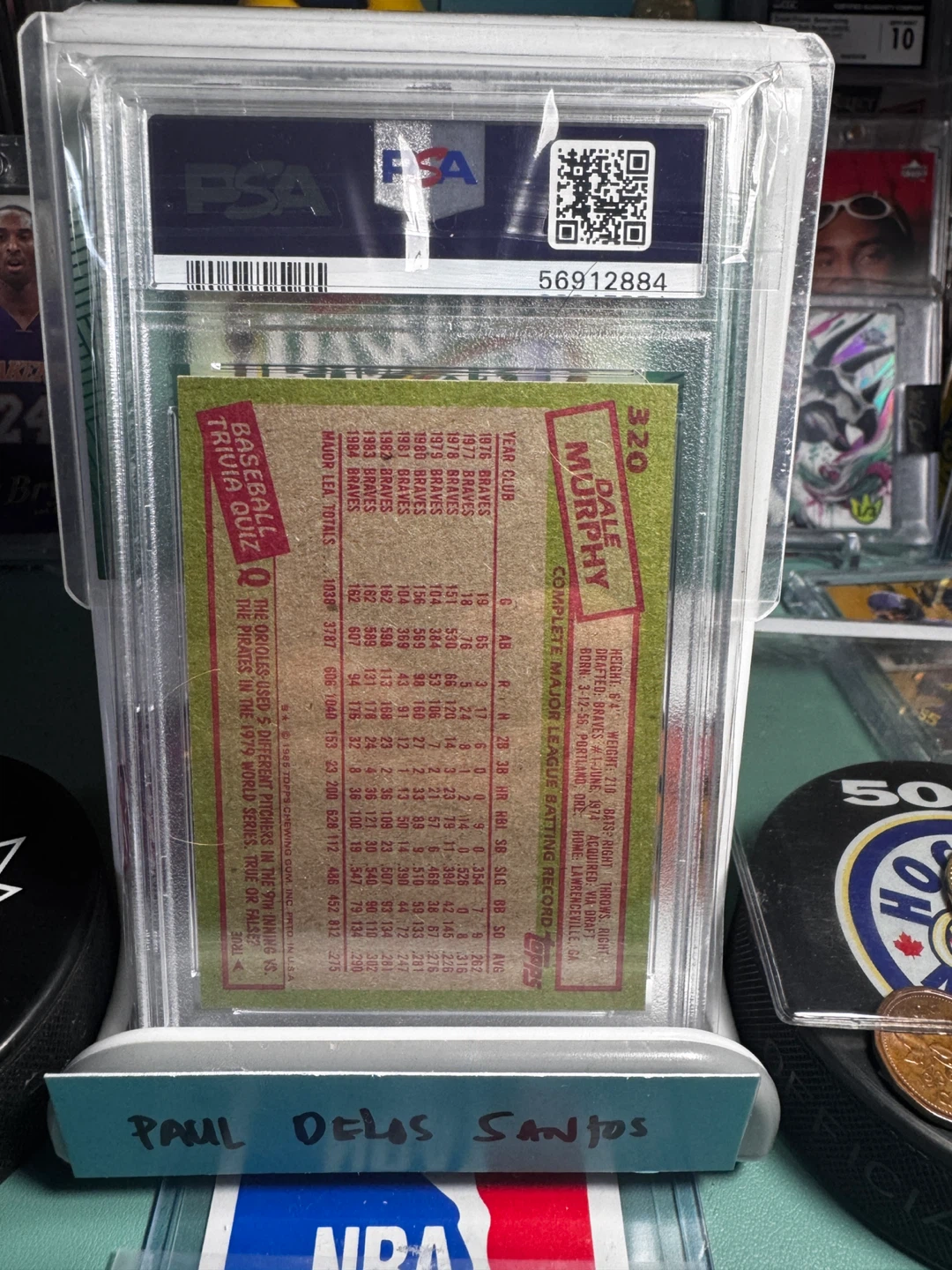 1985 Topps Dale Murphy Baseball Card - PSA 9 Mint - photo 3