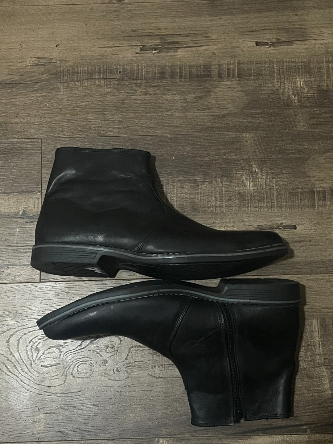 Black Leather Zipper Ankle Boots - photo 3