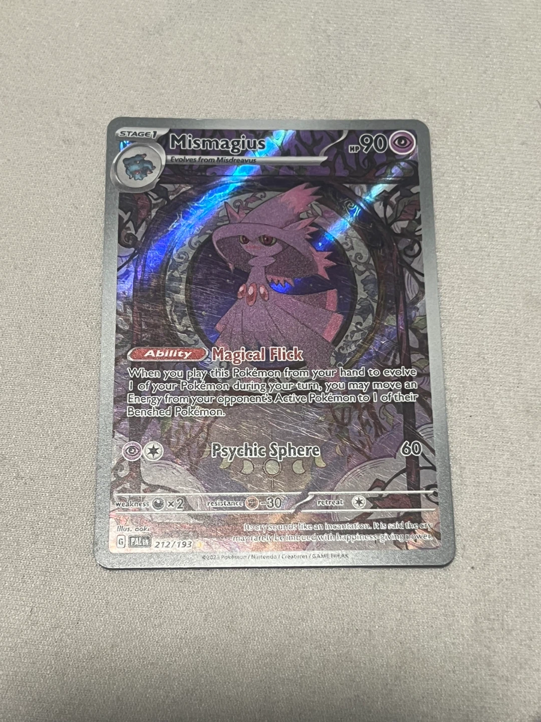 Pokemon Mismagius Psychic Sphere Card 212/193