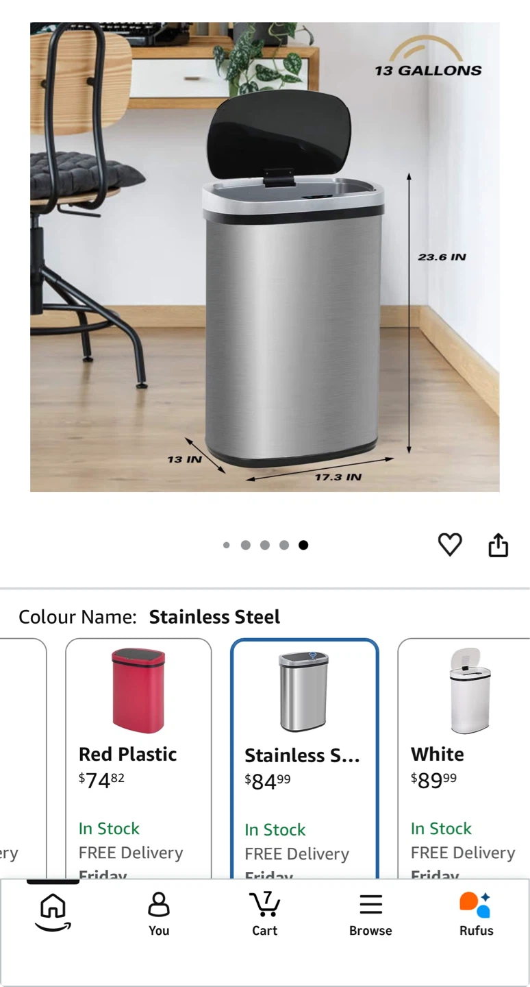 Stainless Steel Automatic Trash Can - 13 Gallons