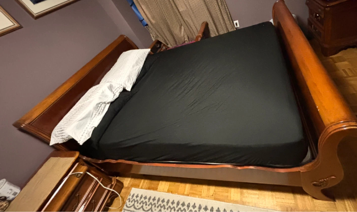 Oak Wood bed Dresser and Nightstand Set and bedroom bench . - photo 2