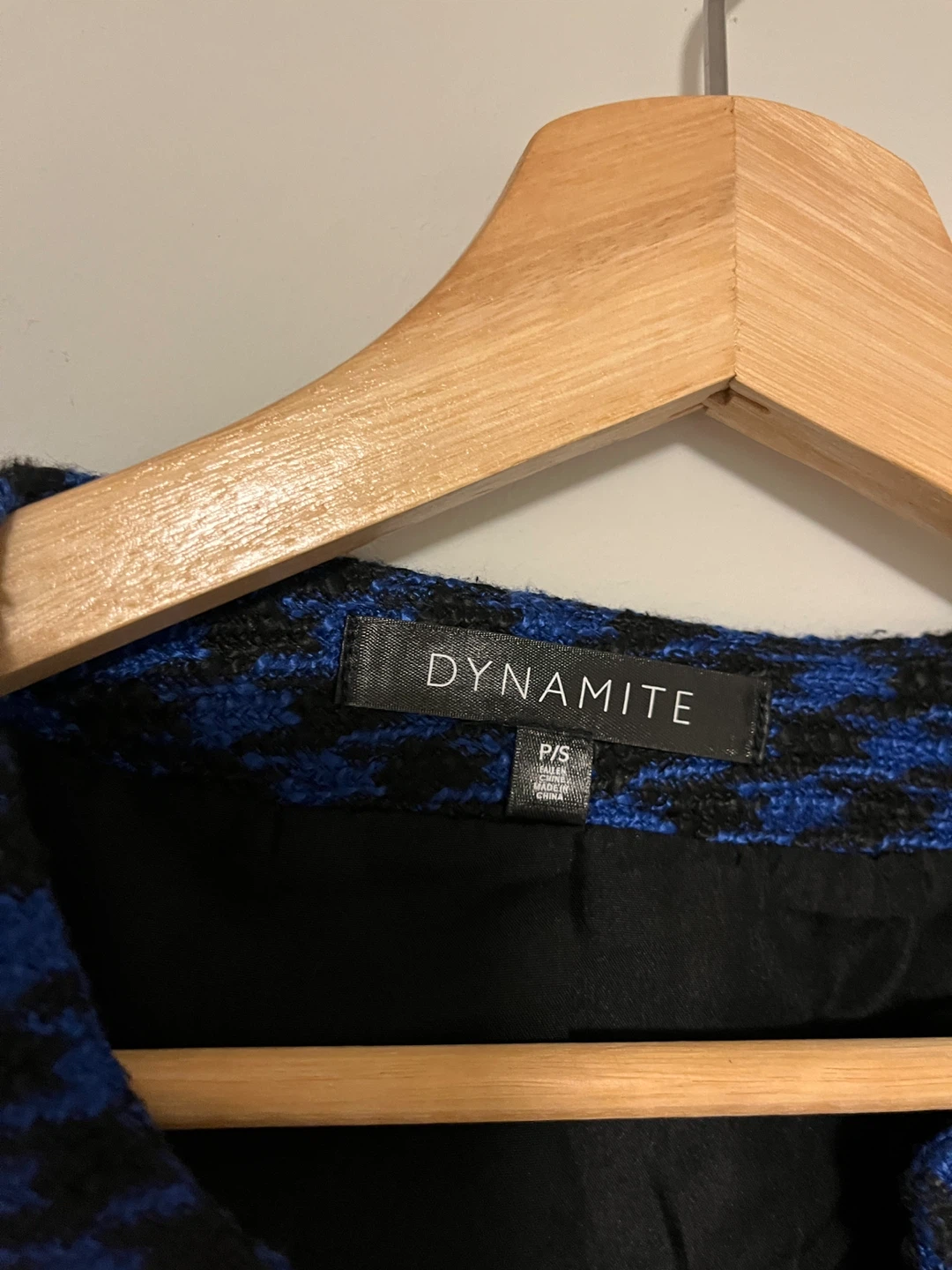 Dynamite Blue Houndstooth Cropped Jacket Size P/S - photo 2