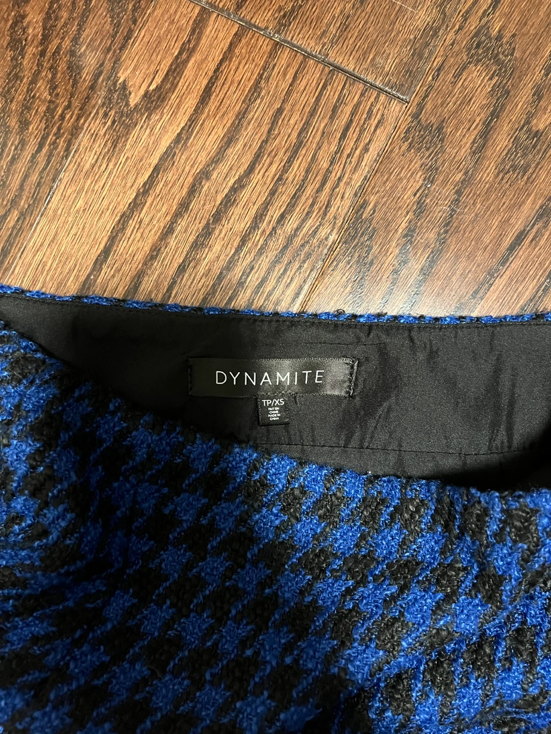 Dynamite Blue Houndstooth Cropped Jacket Size P/S - photo 4