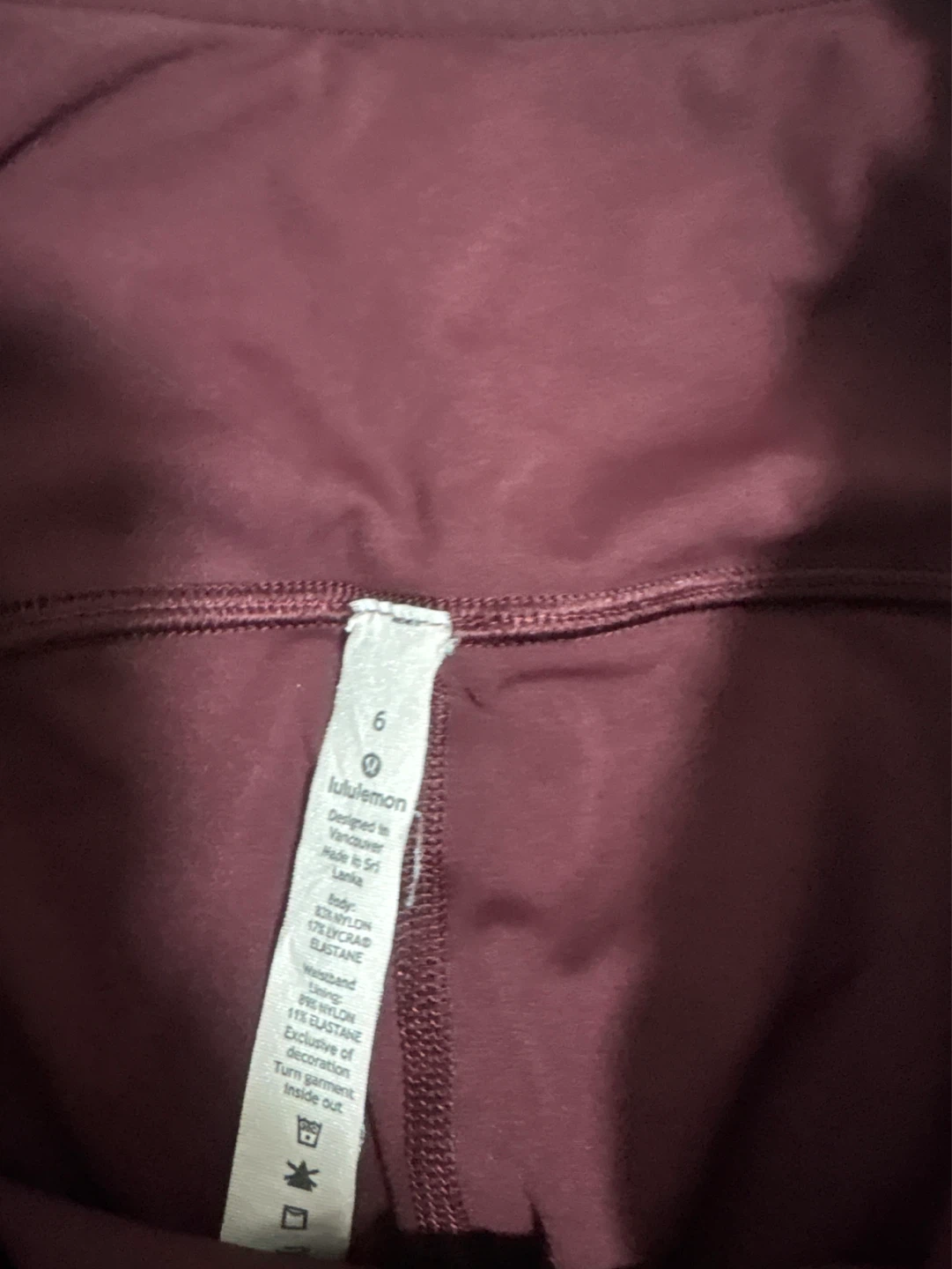 Lululemon Leggings Size 6 Burgundy - photo 2