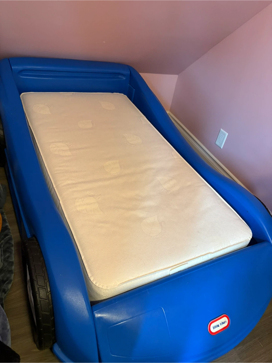 Little Tikes Blue Race Car Toddler Bed with Mattress