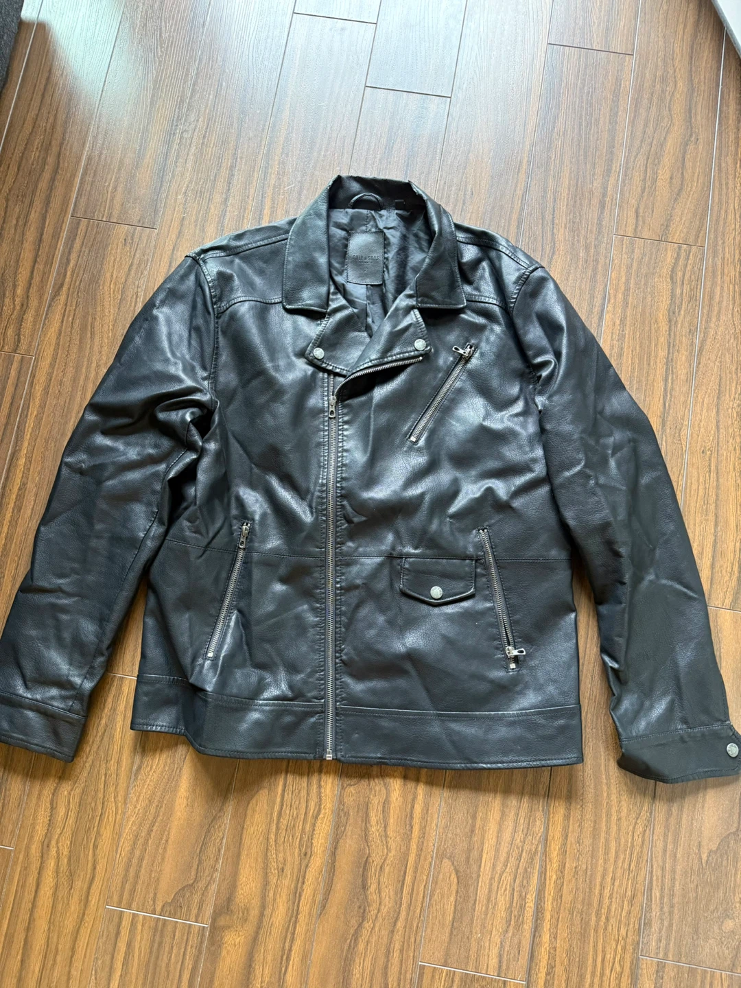 ONLY & SONS Black Faux Leather Biker Jacket