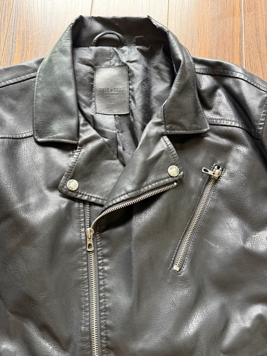 ONLY & SONS Black Faux Leather Biker Jacket - photo 2