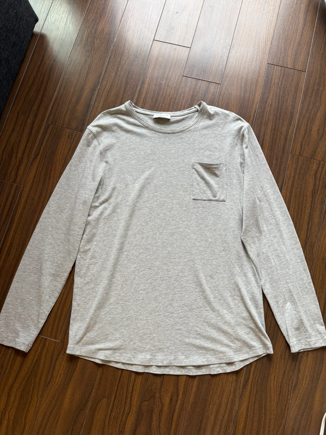 Selected Homme grey long-sleeve t-shirt with pocket