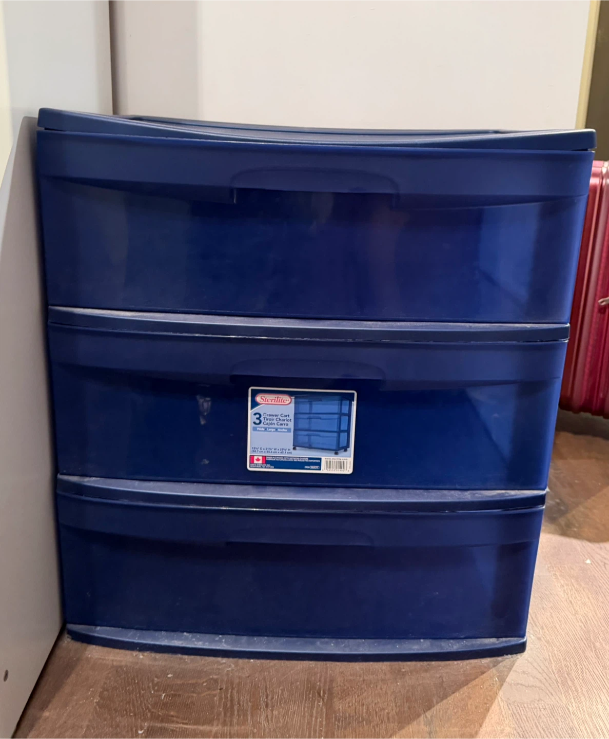 Sterilite 3 Drawer Wide Cart Blue
