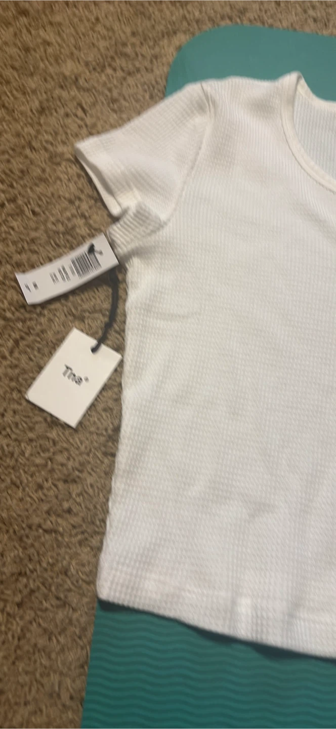 Tna White Waffle Knit Cropped Top