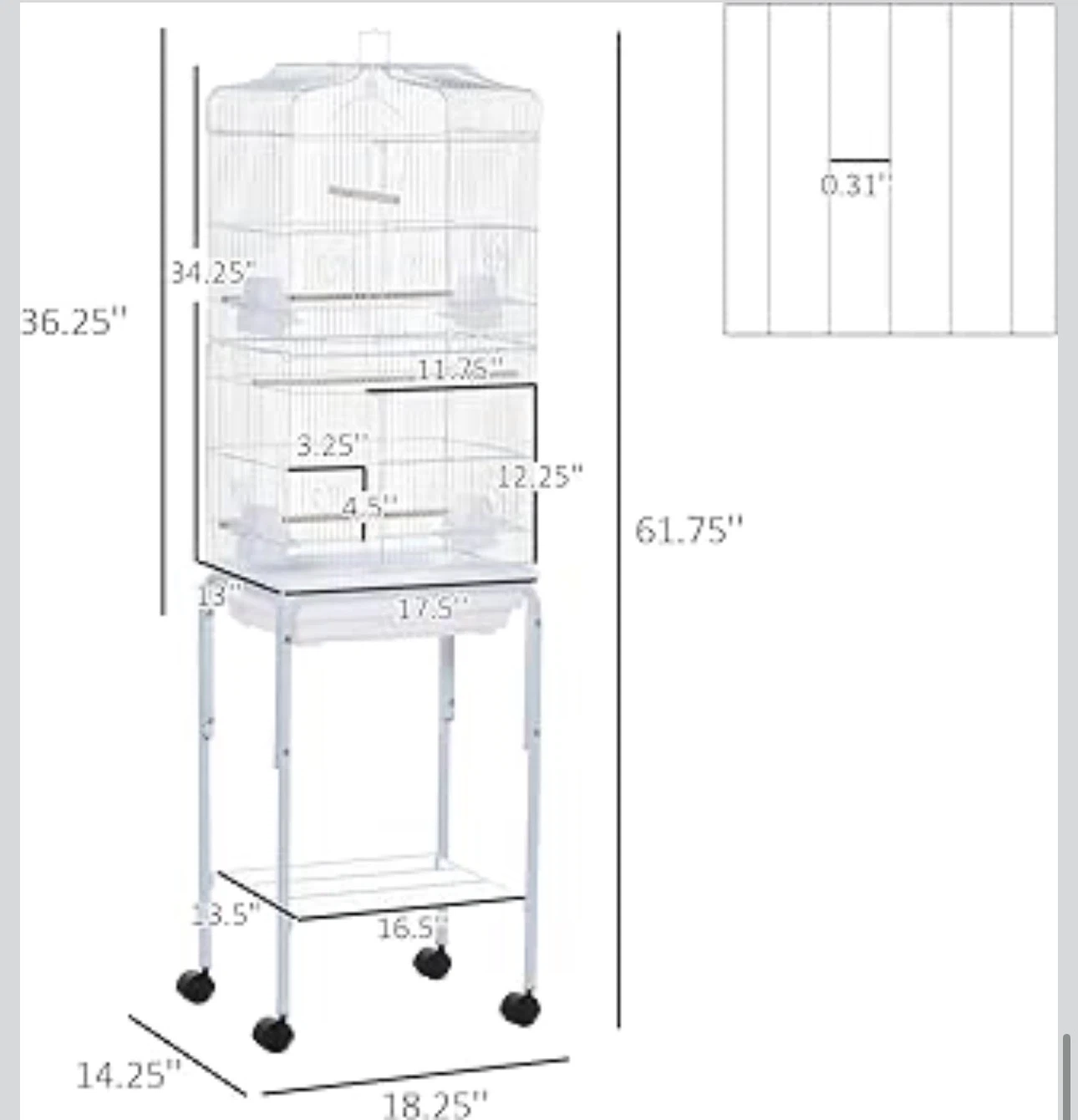 Large Bird Cage with Stand - Used - photo 3