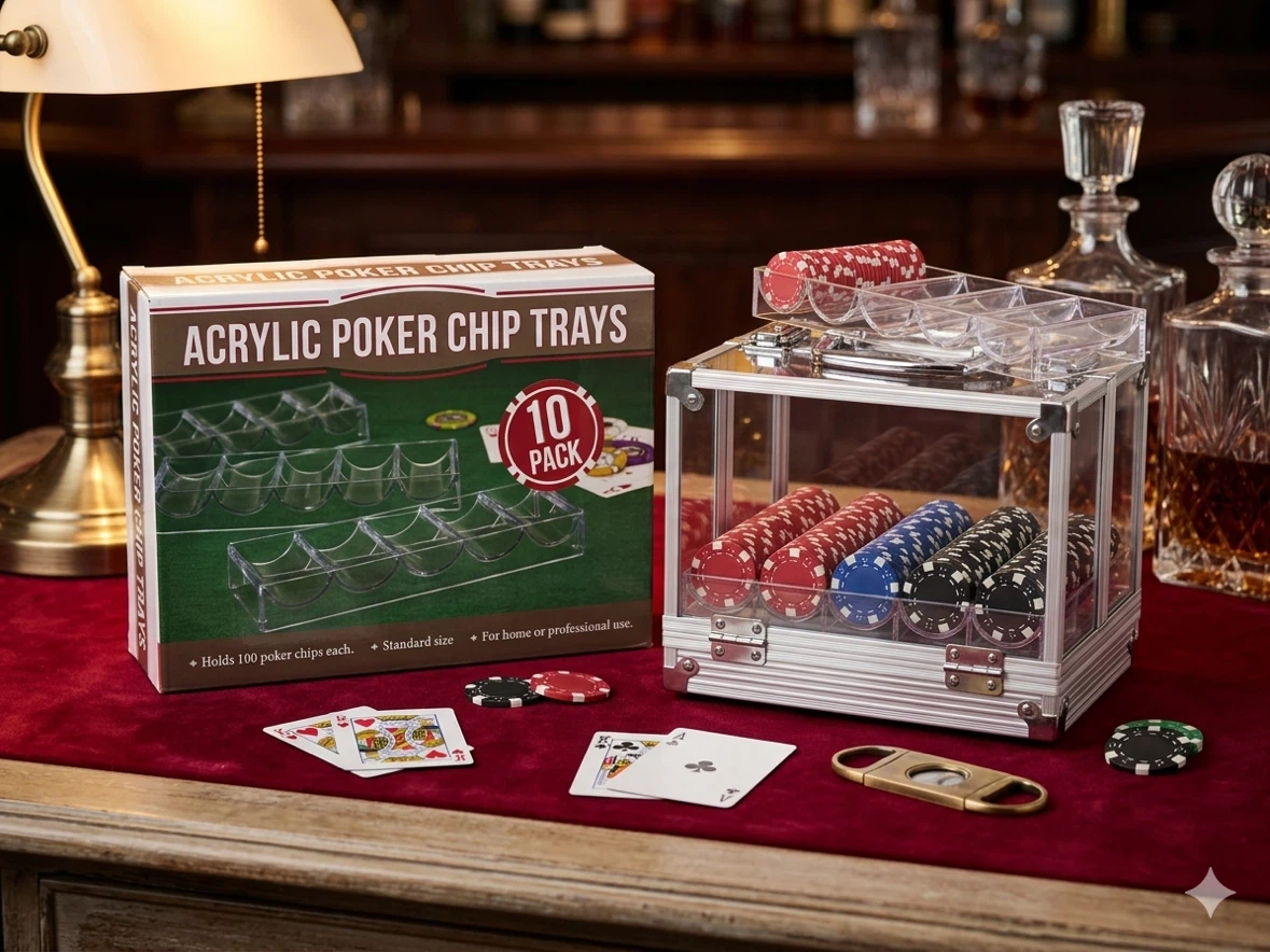 Brand New Acrylic Poker Chip Trays + Aluminum Carrying Case