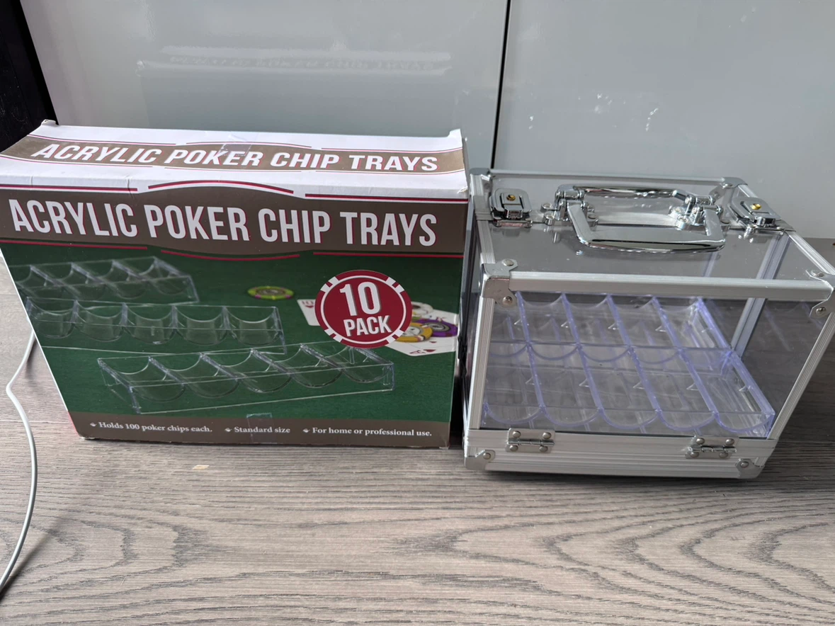 Brand New Acrylic Poker Chip Trays + Aluminum Carrying Case - photo 2