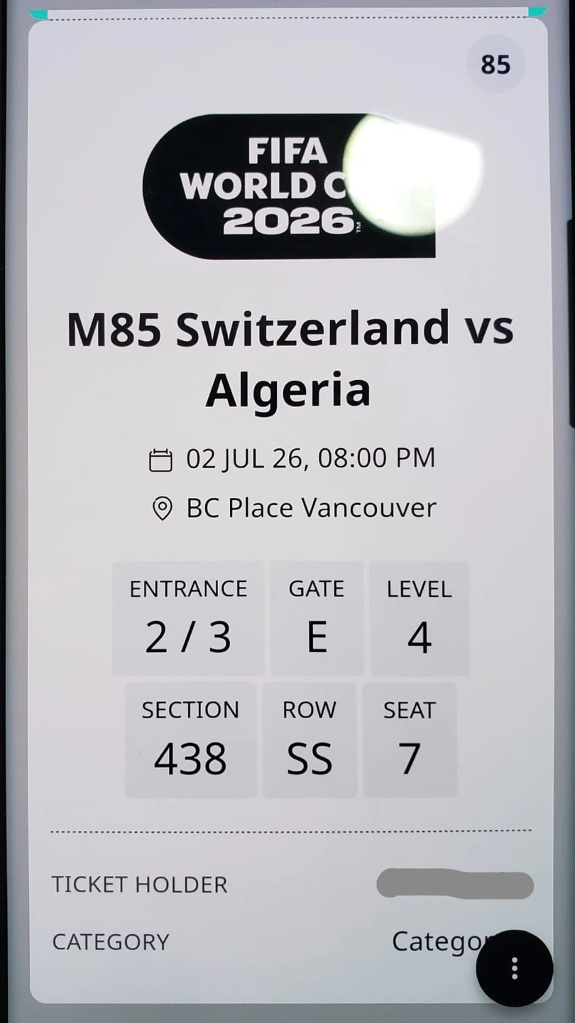 FIFA World Cup 2026 Ticket - Switzerland vs Algeria - photo 3