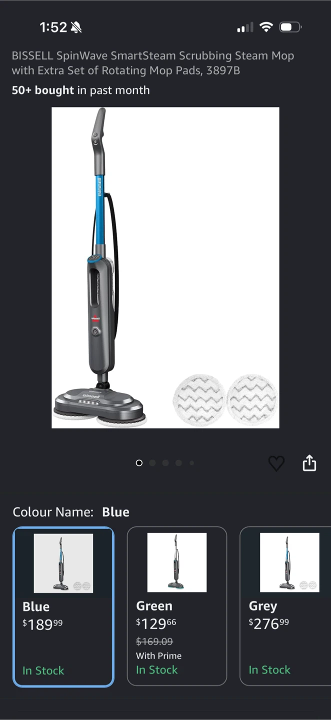 BISSELL SpinWave SmartSteam Scrubbing Steam Mop (Blue)
