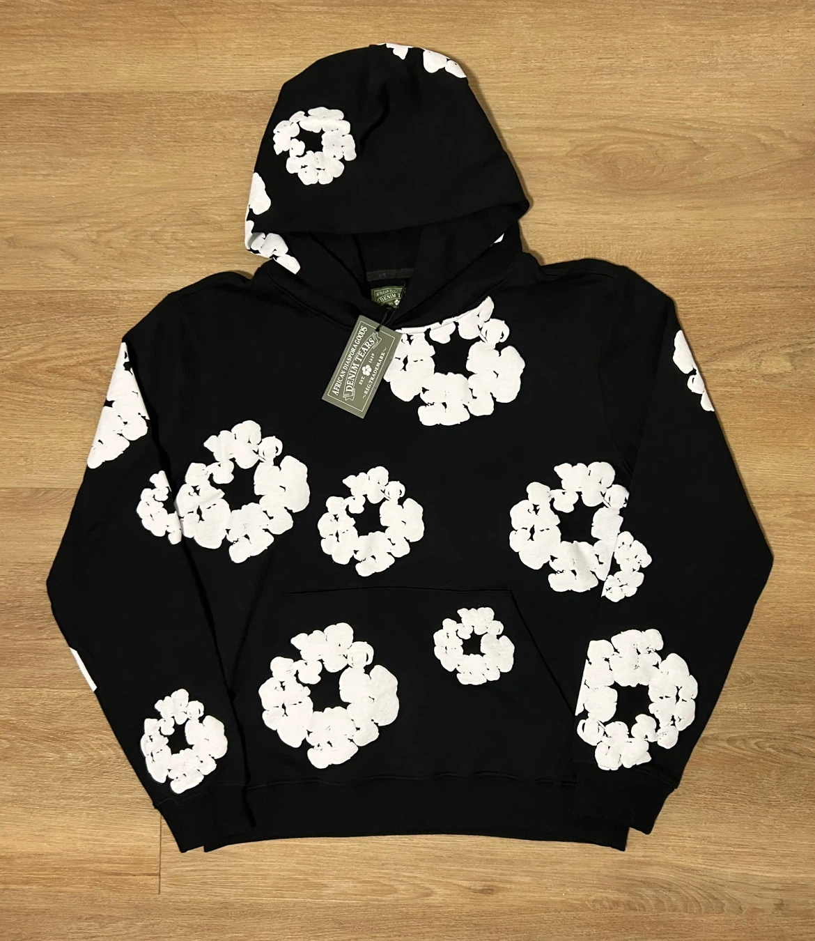 denim tears hoodie black