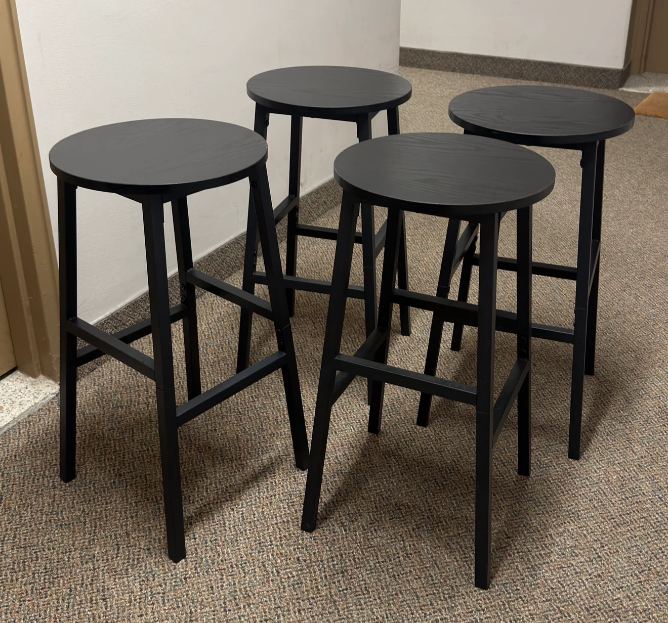 Set of 4 Black Bar Stools