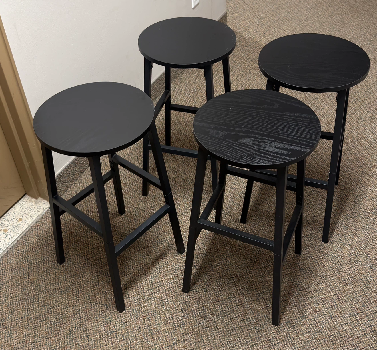 Set of 4 Black Bar Stools - photo 2