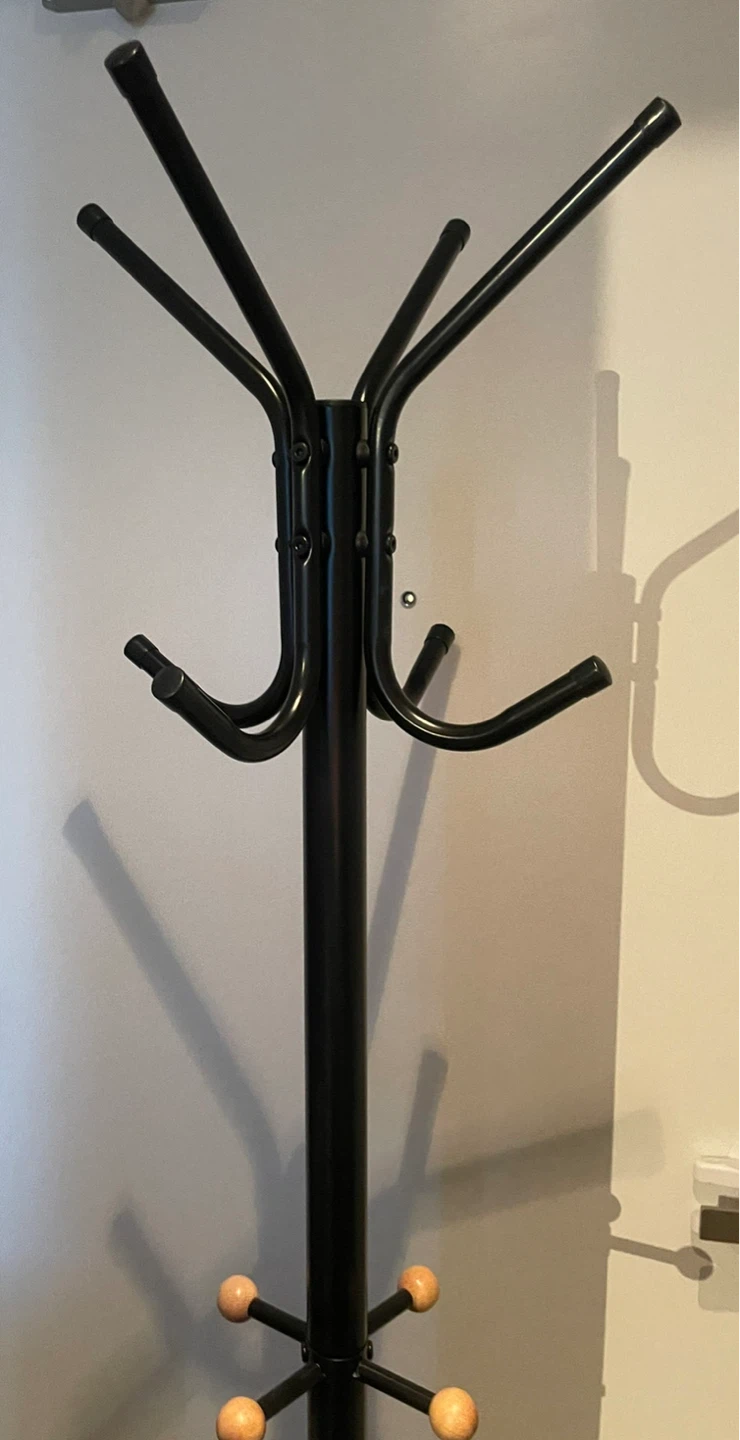 Black Standing Coat Rack with Wooden Knobs - photo 2