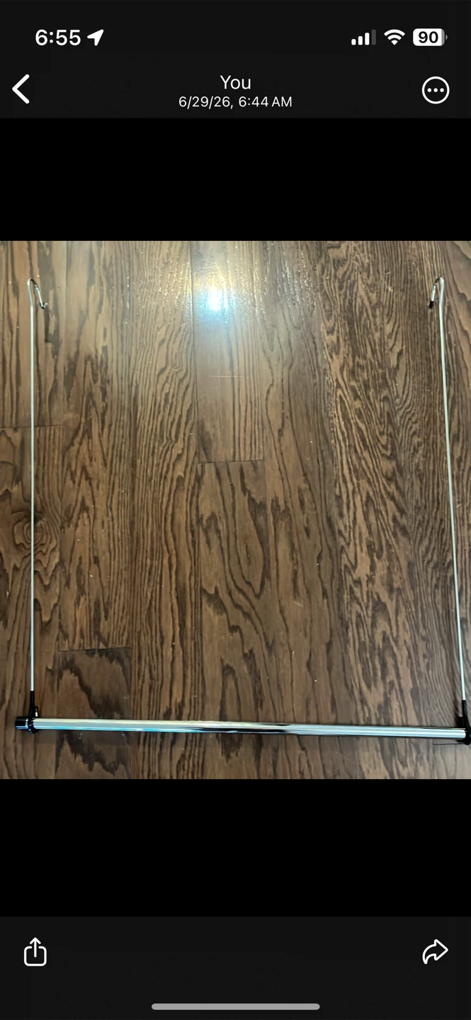 Closet space doubling metal clothing rod