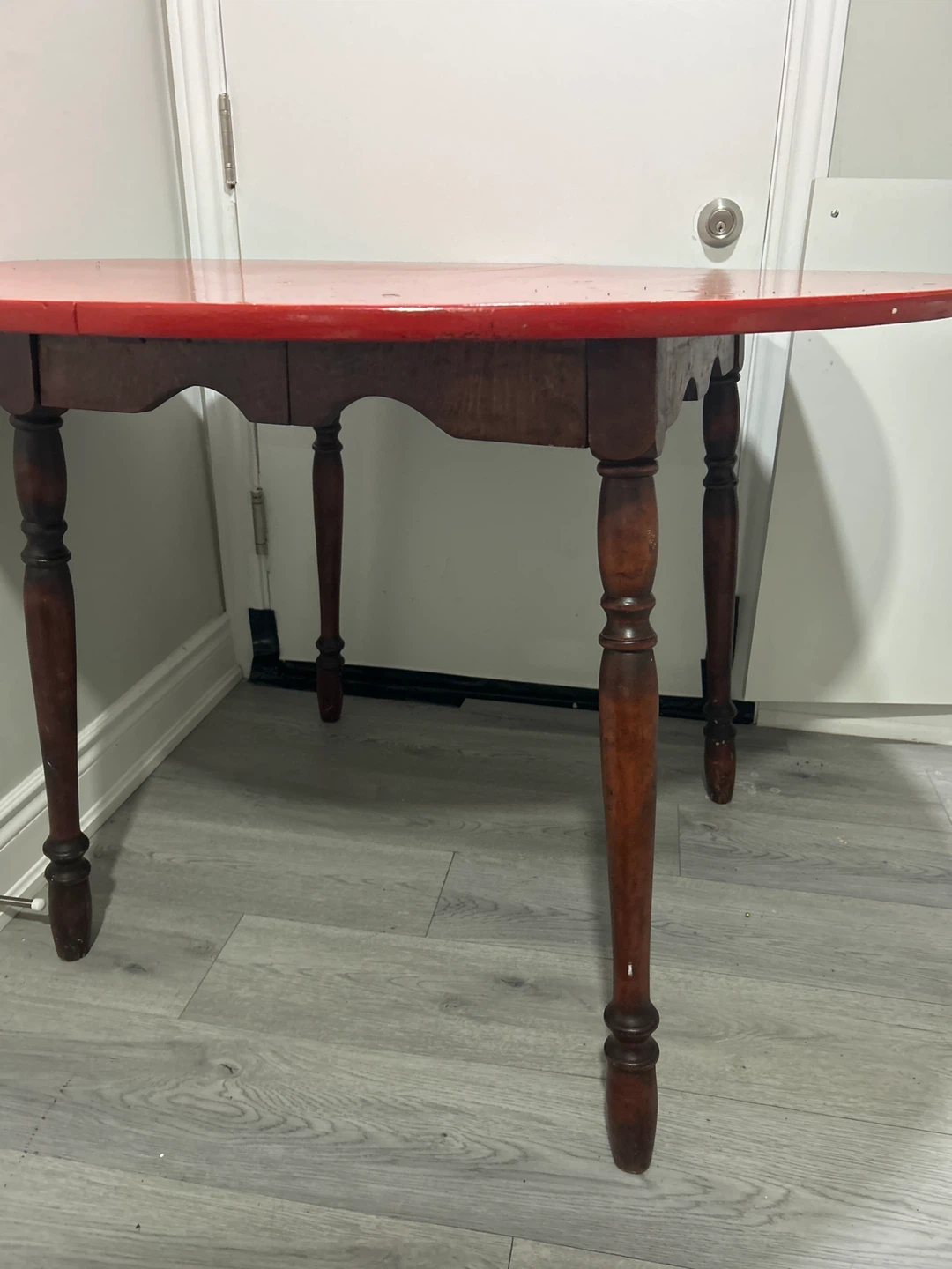 Red Drop Leaf Dining Table with Wooden Legs - photo 2