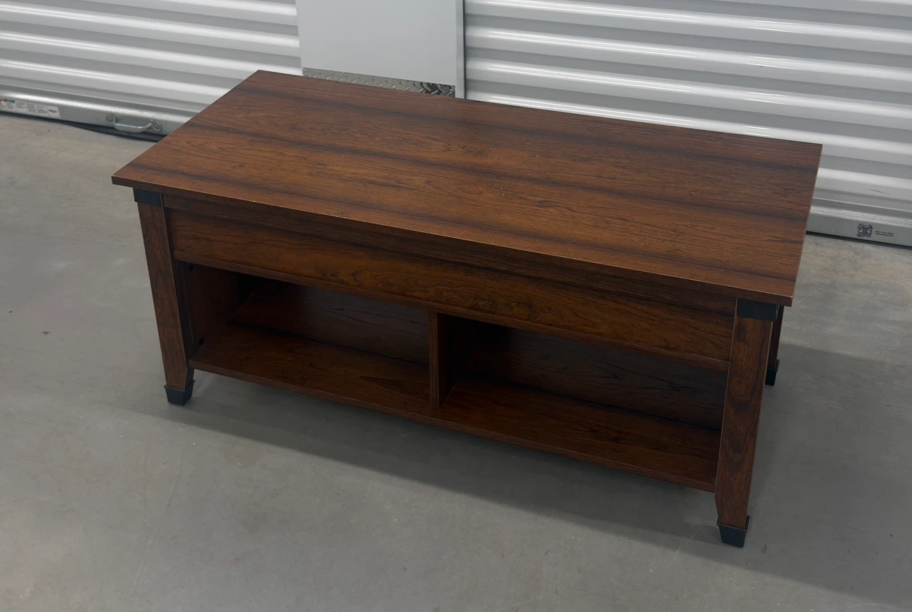 Lift Top Coffee Table with Hidden Storage & Open Shelves