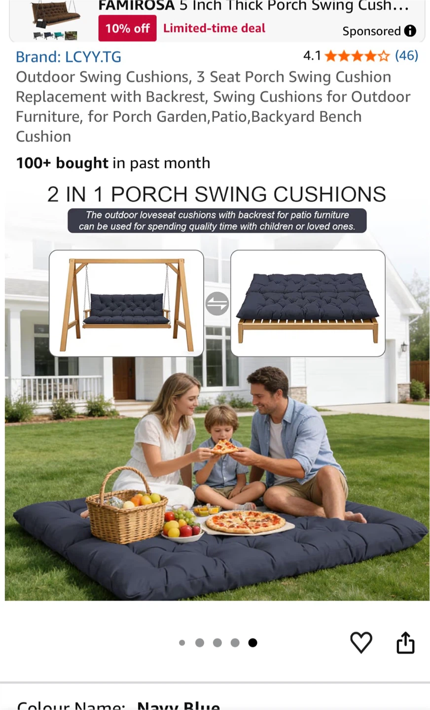 LCYY.TG Outdoor Swing Cushion Replacement with Backrest - photo 2