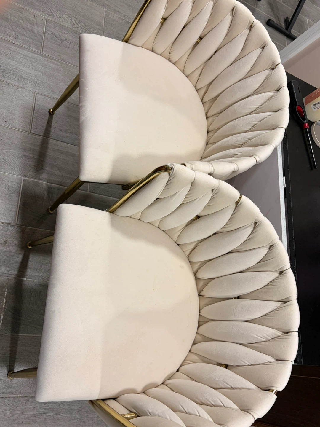 Velvet Accent Chair Set - Cream