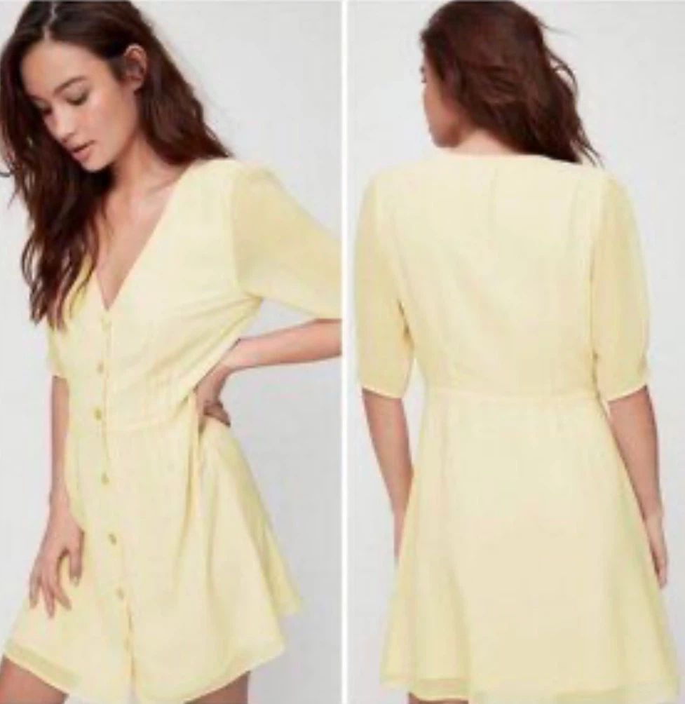 Aritzia soleil Yellow Button Front summer Dress