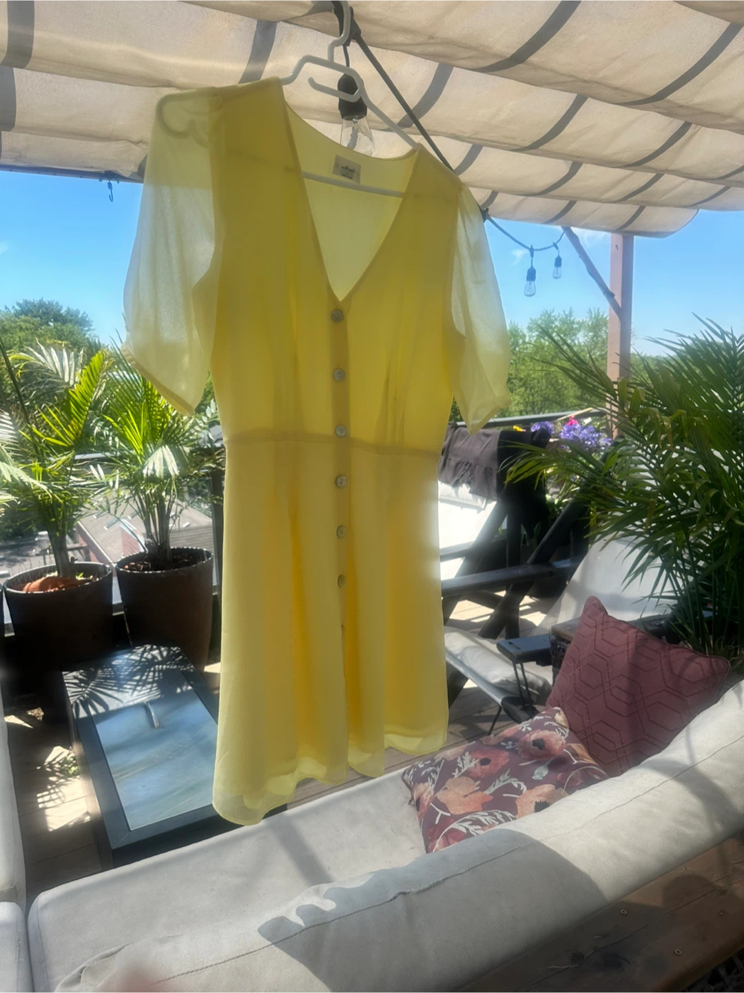 Aritzia soleil Yellow Button Front summer Dress - photo 3