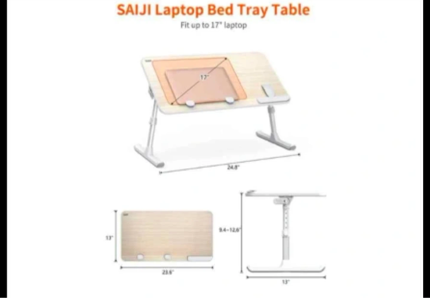 SAIJI Multifunction Lap Desk with Adjustable Height and Angle - photo 4