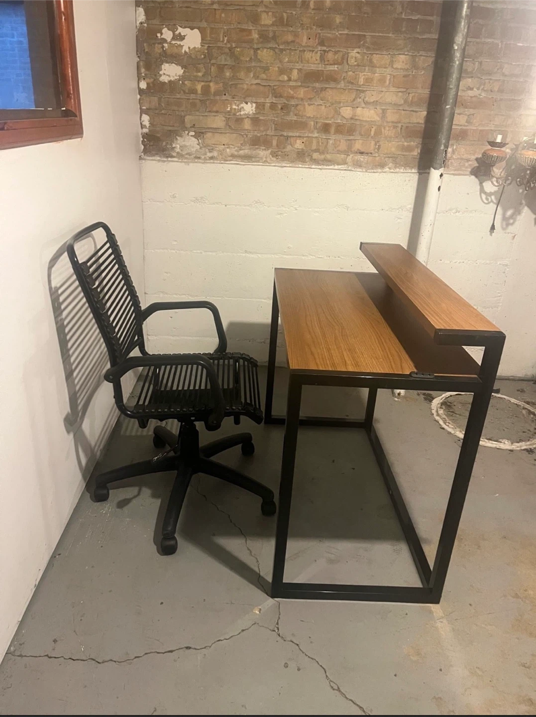 Wooden Top Desk with Black Metal Frame