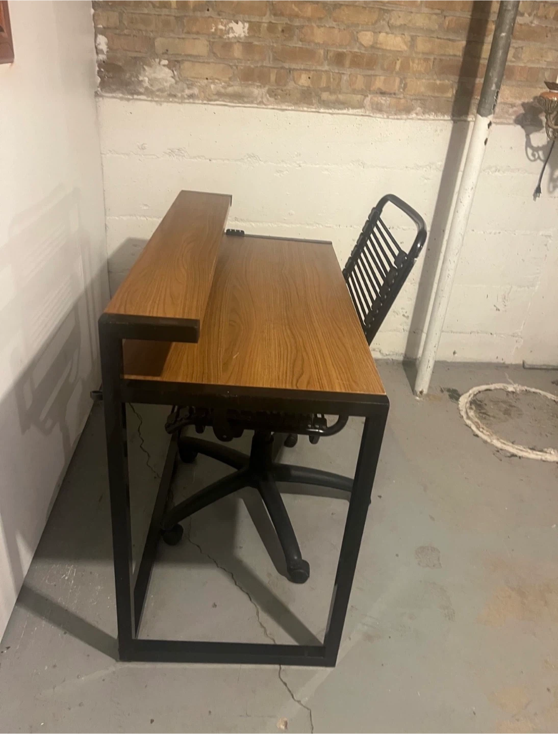 Wooden Top Desk with Black Metal Frame - photo 2