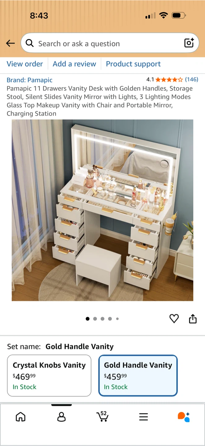 Vanity with large storage
