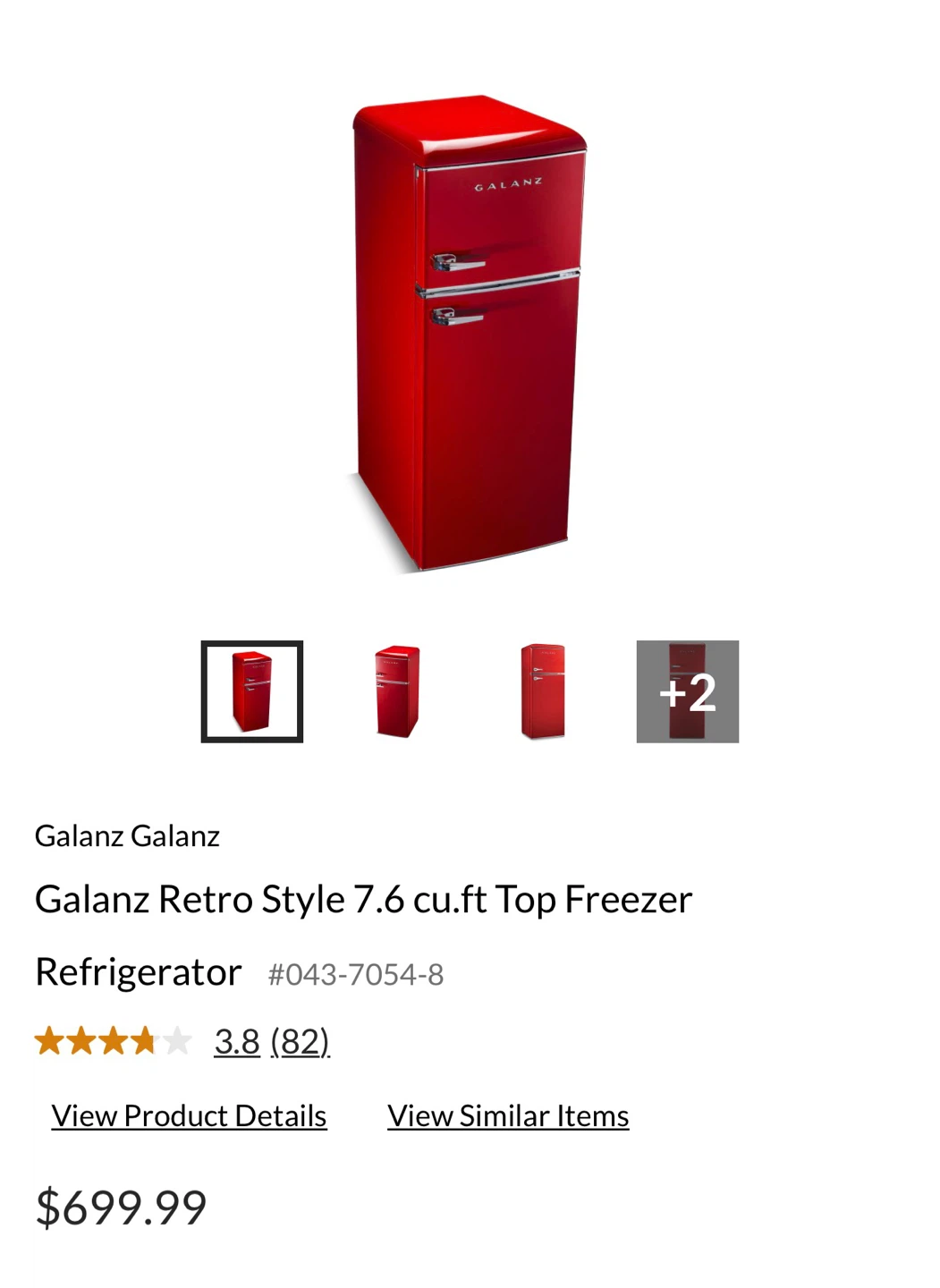 Galanz Retro Style 7.6 cu.ft Top Freezer Refrigerator