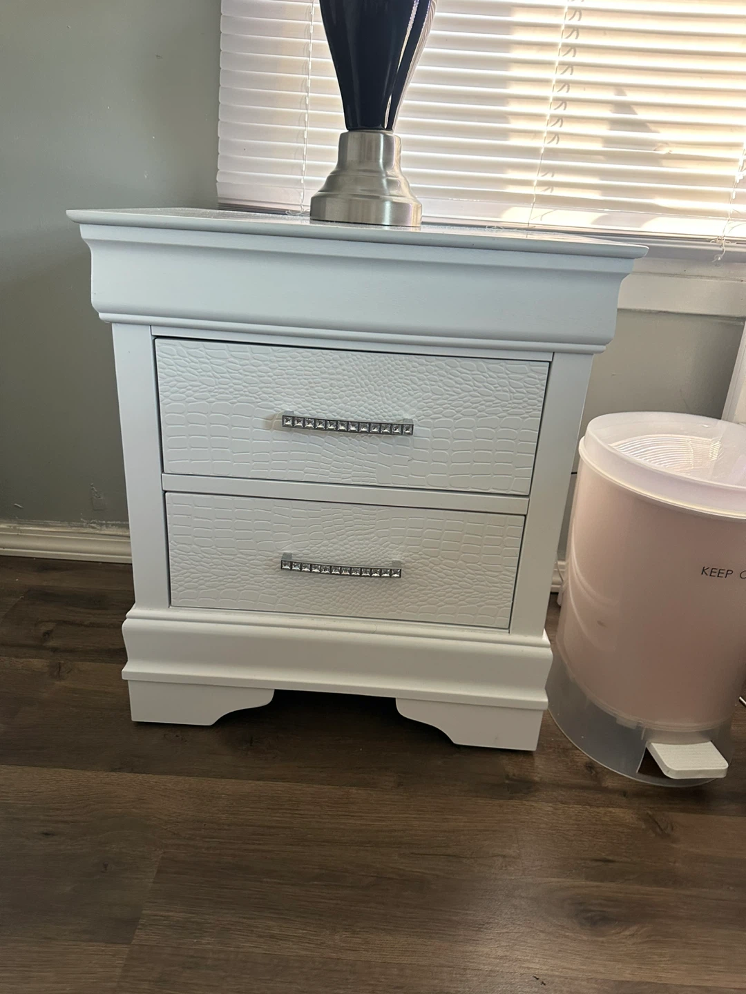 White Upholstered Queen Bed Frame with LED Headboard