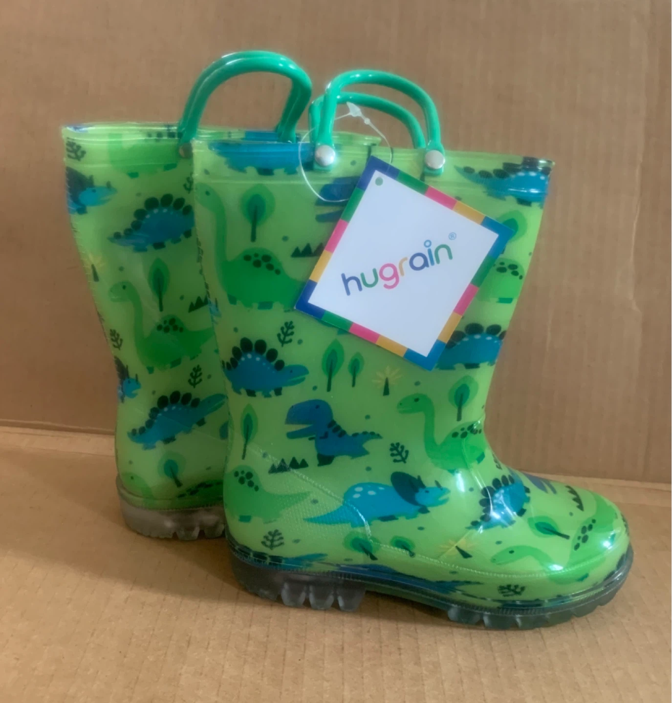 Hugrain Light-Up Dinosaur Rain Boots NEW size 11