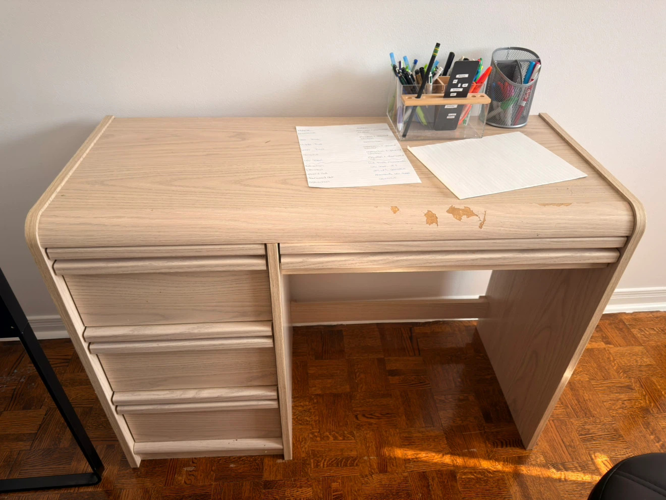 Light Wood Desk with Drawers