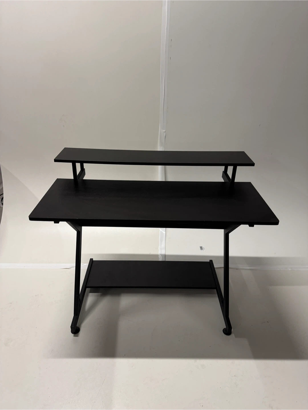 Black Computer Desk with Riser Shelf