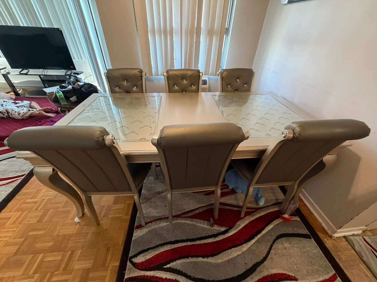 Silver Dining Table with 6 Chairs - photo 2