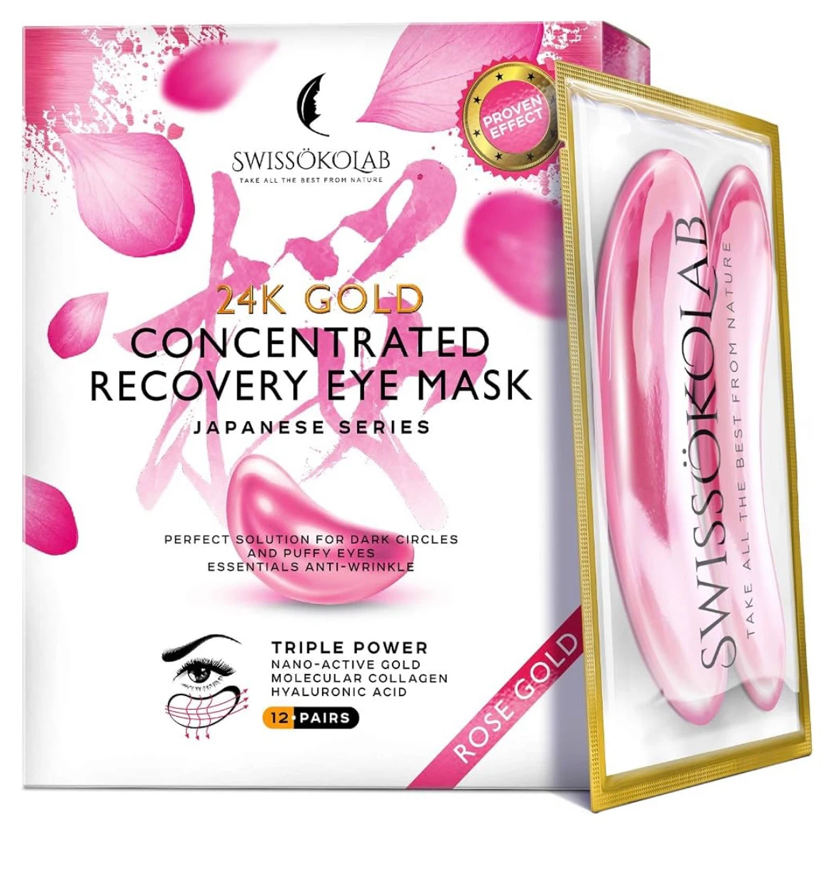 NEW SWISSOKOLAB 12 Pairs 24k Gold Concentrated Under Eye Mask