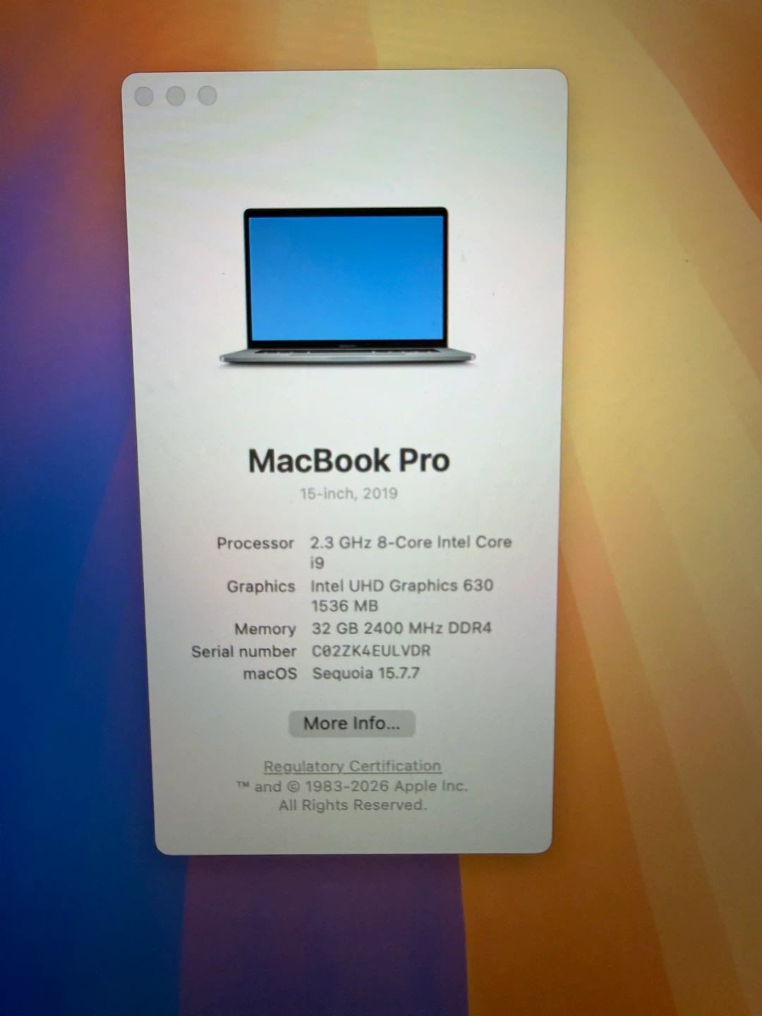 MacBook Pro 15” 2019/32GB RAM/1TB SSD/Fully Functional - photo 2