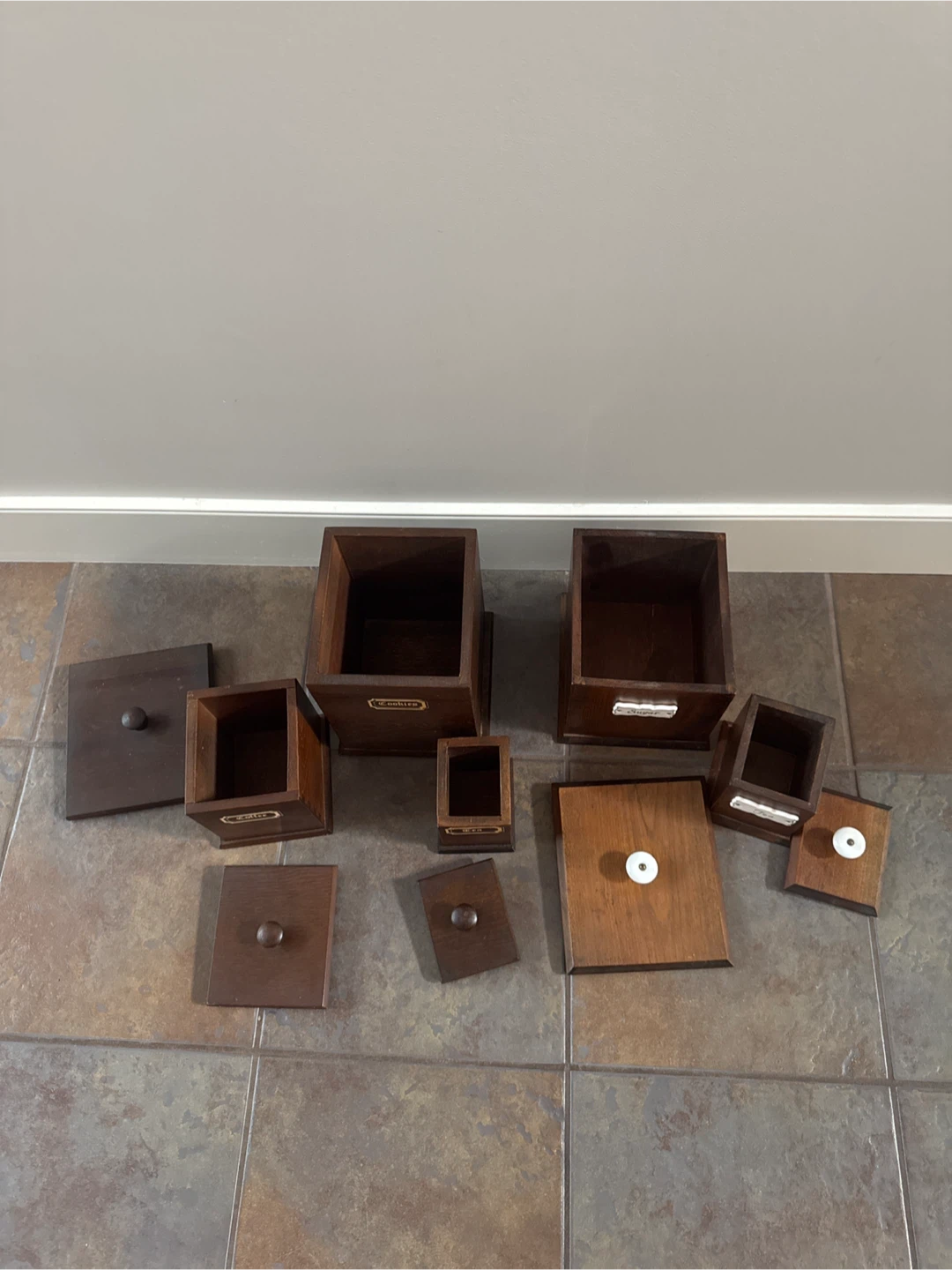 Vintage Wooden Kitchen Canister Set - photo 2