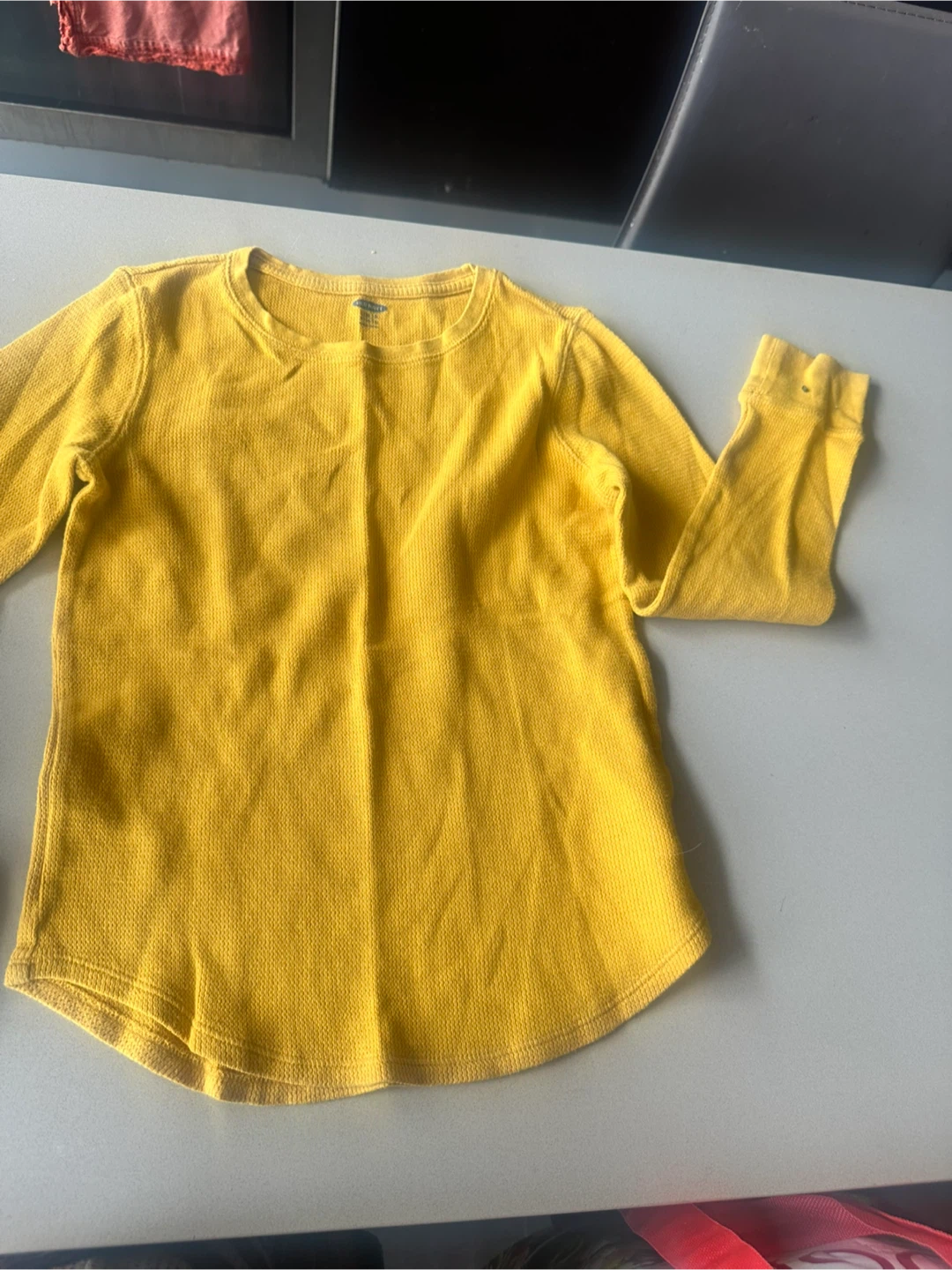 Old Navy Yellow Long Sleeve cotton waffle  Shirt Size L (10-12)