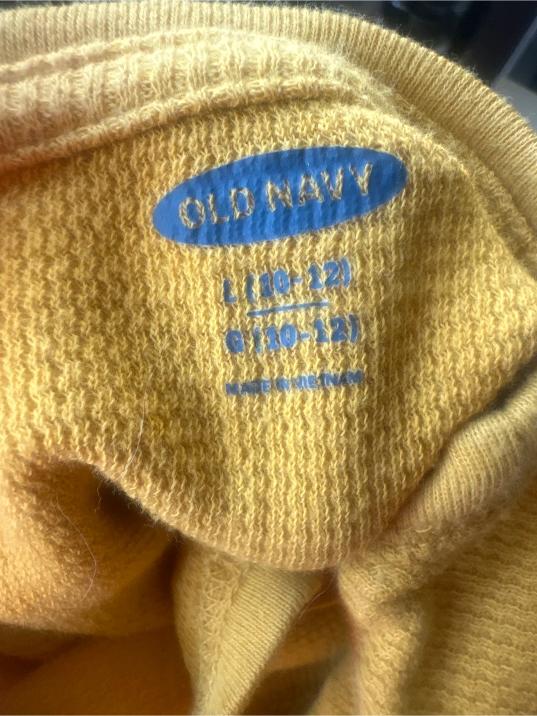 Old Navy Yellow Long Sleeve cotton waffle  Shirt Size L (10-12) - photo 3