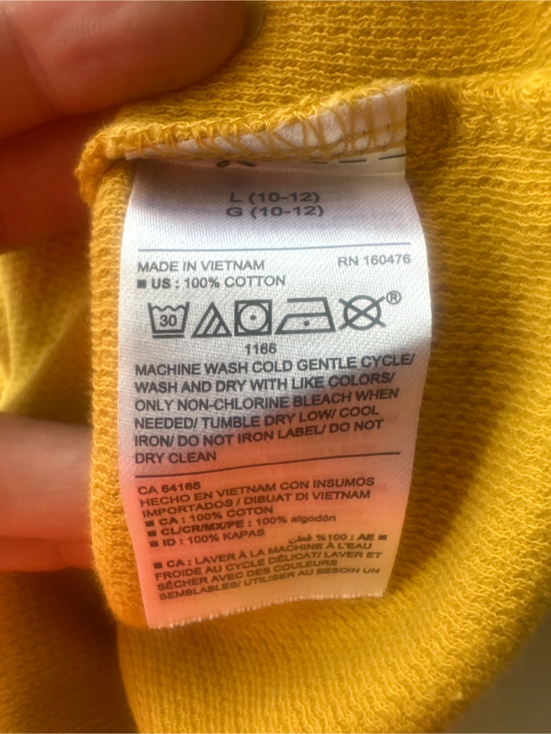 Old Navy Yellow Long Sleeve cotton waffle  Shirt Size L (10-12) - photo 4