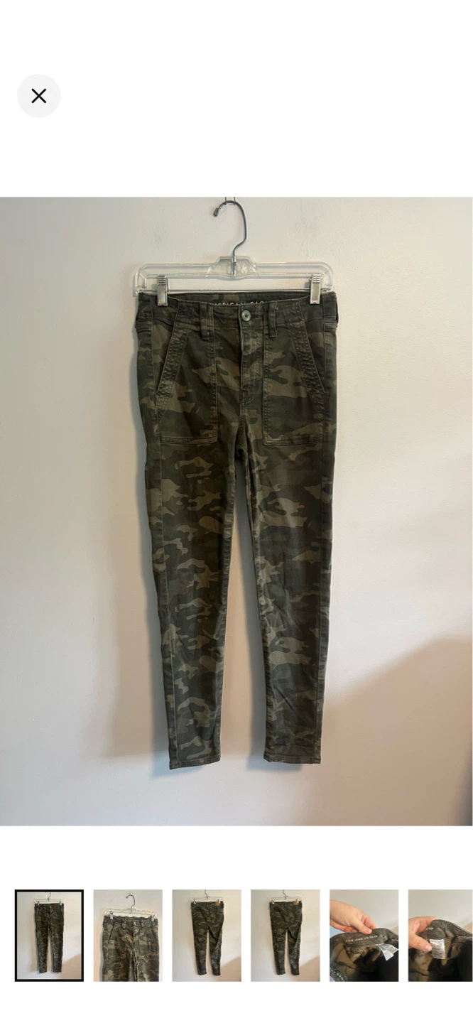 American Eagle Hi-Rise Jegging Crop Pants Camo Size 8
