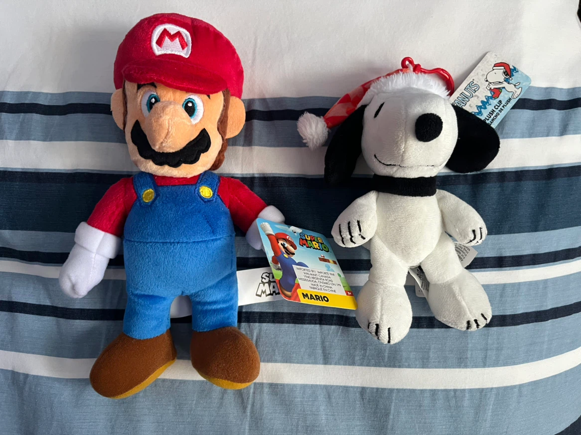 Super Mario and Christmas snoopy plushie